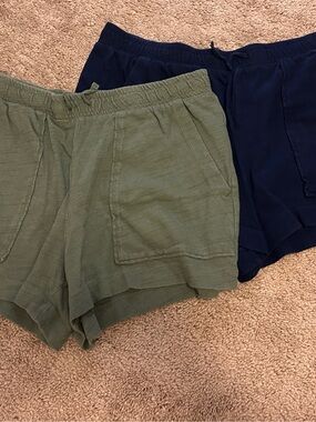 Sonoma Olive and Navy Casual Pull-On Shorts